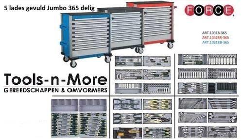Force Gereedschapswagen Jumbo 365 delig Zwart, Blauw of Rood, Doe-het-zelf en Verbouw, Gereedschap | Handgereedschap, Nieuw, Ophalen of Verzenden