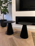 Houten Kwantum Bijzettafel Cone Zwart 45cm 2 stuks, Minder dan 55 cm, Rond, Zo goed als nieuw, Ophalen