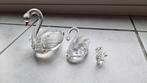 Set van 3 Kristallen Zwanen, Verzamelen, Beelden en Beeldjes, Ophalen of Verzenden, Zo goed als nieuw, Dier