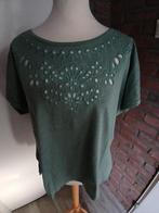G) stretch groen shirt decoratieve hals lijn maat 44/46, Ophalen of Verzenden, Zo goed als nieuw, Maat 42/44 (L), Groen