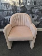 Mooie velvet stoel met voetenbankje - Fauteuil + Rugkussen, Ophalen, Minder dan 75 cm, Zo goed als nieuw, Stof