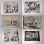 Collectie 145 etsen, gravures, litho's 19e eeuw, Fr. & NL., Antiek en Kunst, Kunst | Etsen en Gravures, Verzenden