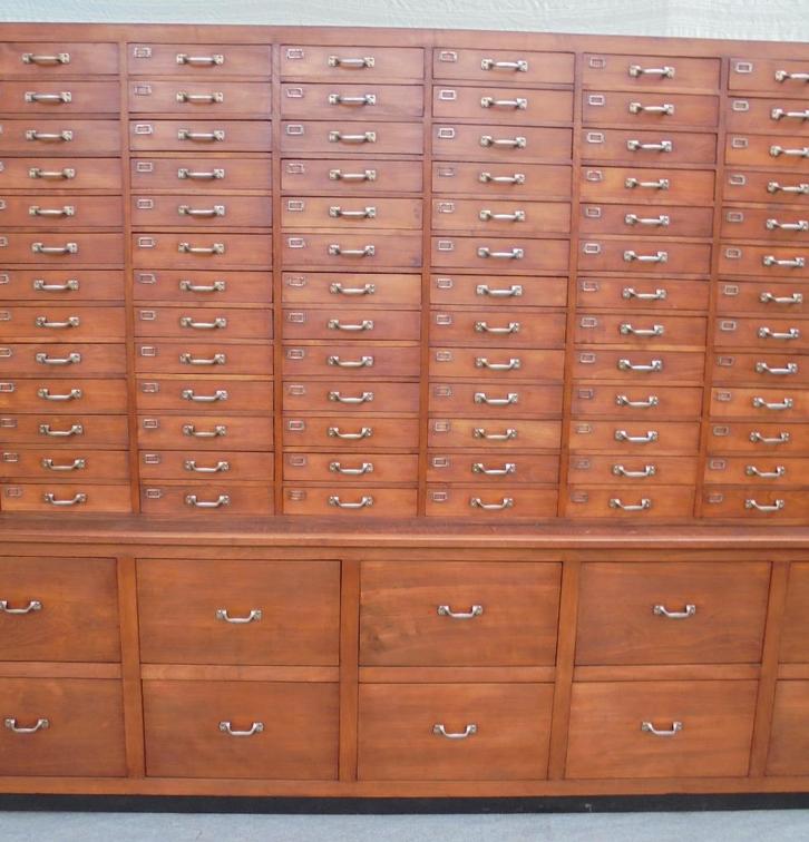 Super grote ladekast apothekerskast winkelkast 129 laatjes, Huis en Inrichting, Kasten | Ladekasten, Gebruikt, 200 cm of meer