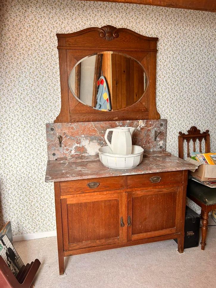 Kaptafel/Wastafel/commode met spiegel, Antiek en Kunst, Antiek | Meubels | Kasten, Ophalen