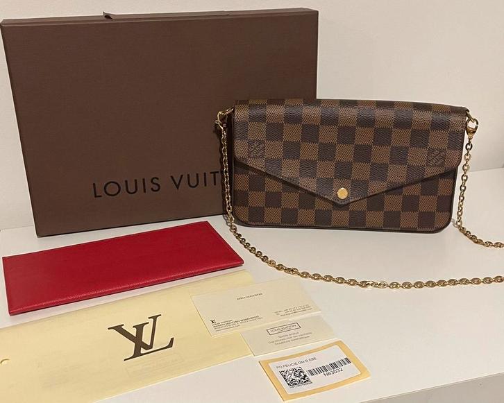 Louis vuitton felicie tas, Sieraden, Tassen en Uiterlijk, Tassen | Damestassen, Zo goed als nieuw, Handtas, Bruin, Ophalen of Verzenden