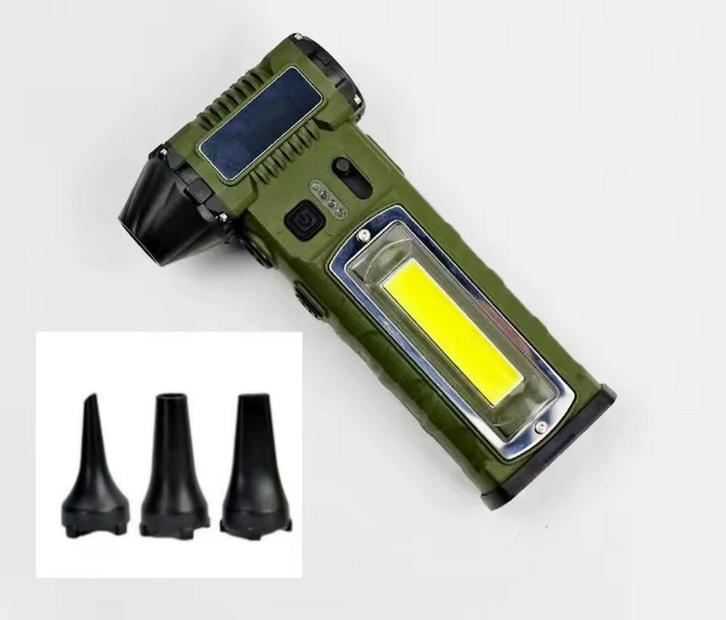 Portable perslucht compressor zaklamp ventilator multitool, Caravans en Kamperen, Zaklampen, Zo goed als nieuw, Accu, Ophalen of Verzenden