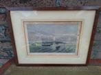 Haven zicht harderwijk brocante vintage antiek ingelijst, Ophalen