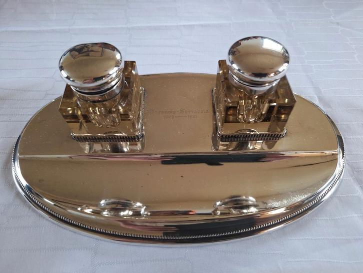 Antiek Zilveren Inktstel Borsumij Soerabaja 1921, Antiek en Kunst, Antiek | Goud en Zilver, Zilver, Ophalen of Verzenden