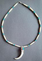 Native American ketting met been en wildzwijn tand., Ophalen of Verzenden, Zilver, Ketting