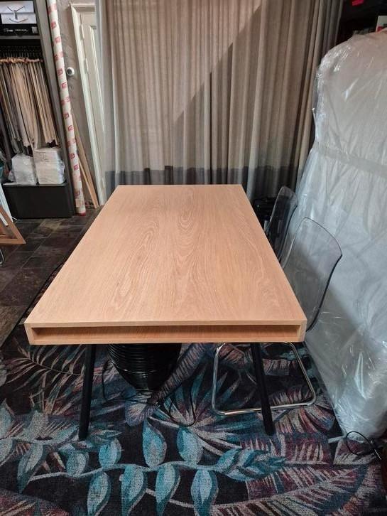 Tafel eettafel werktafel 160x90 cm - Hout - zwarte poten, Huis en Inrichting, Tafels | Eettafels, Gebruikt, 50 tot 100 cm, Rechthoekig