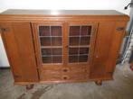 Mooie  nette oude boeken / servieskast met glas in lood, Ophalen, Glas, Gebruikt, 100 tot 150 cm