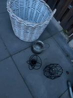 Decoratie set: mand en windlichten, Antiek en Kunst, Ophalen of Verzenden