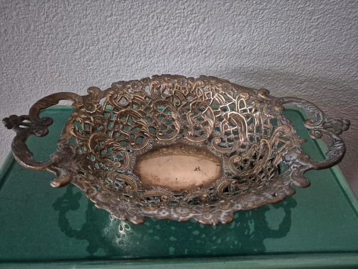 Vintage Italy filigrain koper messing mand schaal, Antiek en Kunst, Antiek | Schalen, Ophalen of Verzenden