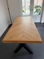 Nette Visgraat houten tafel  X-poot, Ophalen, 200 cm of meer, 50 tot 100 cm, Overige materialen