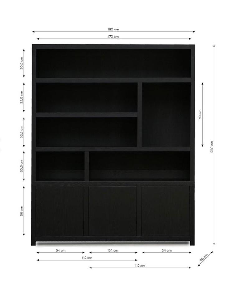 Boekenkast zwart Zenlifestyle, Huis en Inrichting, Kasten | Boekenkasten, Zo goed als nieuw, 150 tot 200 cm, 200 cm of meer, 25 tot 50 cm