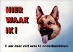 kaart, sticker Hier waak ik ,  Duitse herder, Ophalen of Verzenden, 1980 tot heden, Ongelopen, Hond of Kat