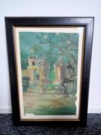 Balinees Schilderij van Tempel  ( Nu bieden! ), Ophalen of Verzenden