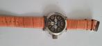 Herenhorloge oranje band en cijfers- Stijlvol en Tijdloos!, Ophalen of Verzenden, Gebruikt