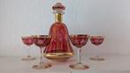 Franse Retro Vintage glazen karaf en glaasjes rood goud, Ophalen of Verzenden, Zo goed als nieuw, Overige typen