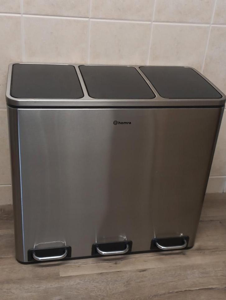 Homra Prullenbak - Afvalscheiding - 3x20L, Huis en Inrichting, Woonaccessoires | Prullenbakken, Zo goed als nieuw, Rvs, Minder dan 50 cm