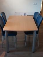 Eettafel inclusief leren stoelen, Ophalen, Zo goed als nieuw