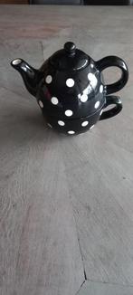 Tea for one theepot + kopje Zwart-wit polkadot zgan, Overige typen, Overige stijlen, Ophalen of Verzenden, Zo goed als nieuw