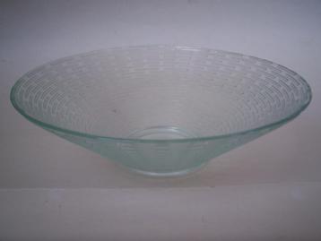 1× SCHAAL blank Glas +ribbels 26x 8½ cm. vorm _/ Fruitschaal beschikbaar voor biedingen