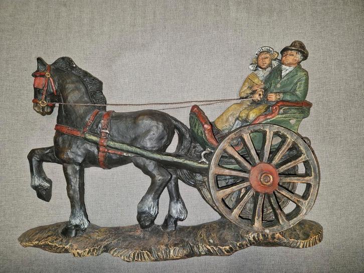 Bas-reliëf - paarden en koets, Antiek en Kunst, Kunst | Etsen en Gravures, Ophalen