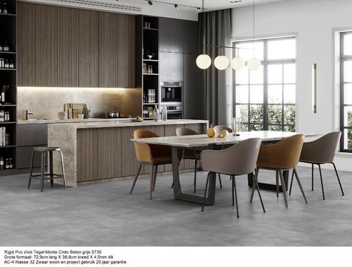 Deze week €14,95m2 Pvc click beton grey magazijn leegverkoop, Huis en Inrichting, Stoffering | Vloerbedekking, Nieuw, Laminaat