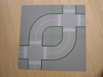 LEGO Straatplaten / wegplaten; 2x bocht, 2x kruising beschikbaar voor biedingen