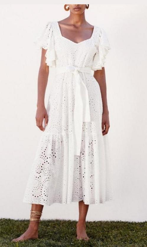 Prachtige witte  broderie jurk L Zara maxi Ibiza dress, Kleding | Dames, Jurken, Zo goed als nieuw, Maat 42/44 (L), Wit, Onder de knie