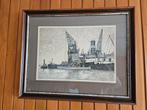 Janus Beekman schilderij/ets van Haven van Rotterdam, Ophalen of Verzenden