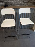 Mooie set van 2 witte barstoelen, Huis en Inrichting, Ophalen, Met voetsteun, 60 tot 90 cm, Zo goed als nieuw