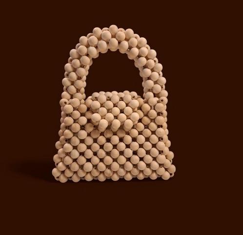 WoodBead Chic, Sieraden, Tassen en Uiterlijk, Tassen | Damestassen, Nieuw, Handtas, Beige, Ophalen of Verzenden