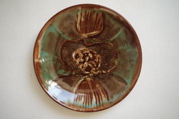 vintage Pools wandbord keramiek  Łysa Góra groen bruin druip beschikbaar voor biedingen