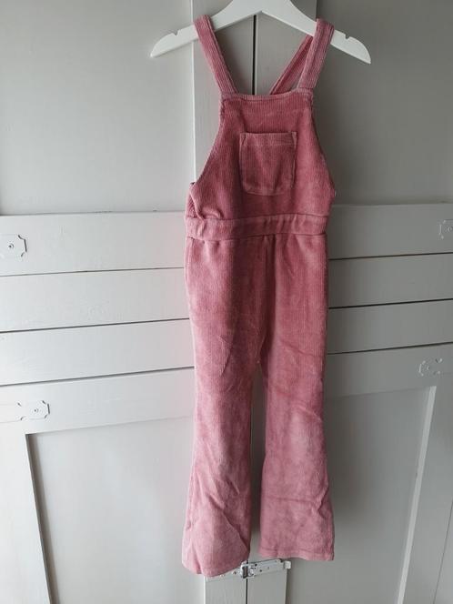 Toffe jumpsuit / tuinbroek oud roze rib 116 katoen, Kinderen en Baby's, Kinderkleding | Maat 116, Zo goed als nieuw, Meisje, Broek