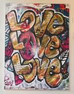 Graffiti Kunstwerk 'Love is all you need' op Canvas, Antiek en Kunst, Kunst | Schilderijen | Abstract, Ophalen of Verzenden