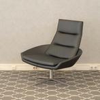 1x Montis Hugo Fauteuil Zwart Leder - Aluminium, Minder dan 75 cm, Ophalen of Verzenden, Zo goed als nieuw, Metaal