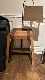 Teak bijzettafel met lamp, Huis en Inrichting, Ophalen, Gebruikt, Hout, Minder dan 100 cm