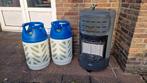 mobiele gaskachel met lichtgewicht gevulde gasflessen, Ophalen, Gebruikt