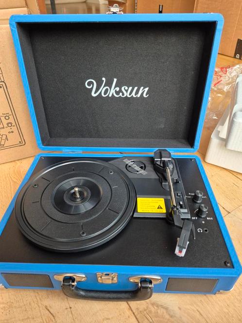 Nieuwe Voksun Platenspeler in Koffer - Blauw, Audio, Tv en Foto, Platenspelers, Nieuw, Platenspeler, Overige merken, USB-aansluiting
