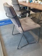 5 grijze suede eetkamerstoelen van Henders&Hazel, Ophalen, Gebruikt, Grijs, Twee