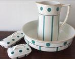 Lampetstel / wasstel groen met wit met goud randje, Antiek en Kunst, Curiosa en Brocante, Ophalen of Verzenden
