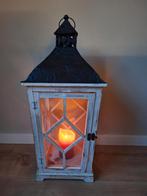 Grote Houten Lantaarn wit, Huis en Inrichting, Gebruikt, 25 tot 50 cm, Wit, Ophalen of Verzenden