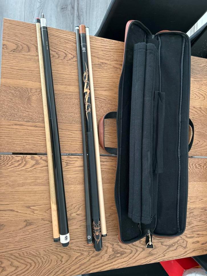 Poolkeu Set met Tas, Krijt & Pomerans Bewerker, Sport en Fitness, Biljarten en Poolen, Zo goed als nieuw, Keu of Ballen, Ophalen