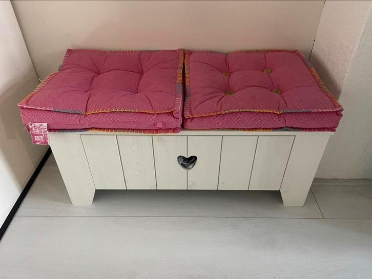 Houten bankje met kussens – 80x40 cm, Kinderen en Baby's, Kinderkamer | Overige Meubels, Zo goed als nieuw, Overige typen, Ophalen of Verzenden
