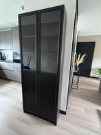 IKEA BILLY / OXBERG VITRINE KAST ZWART EIKENPATROON, Ophalen, Met deur(en), 200 cm of meer, Eikenhout