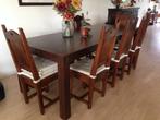 🤎EETHOEK 6 Massief Donker Eiken STOELEN & TAFEL met BANKJE., Ophalen, Gebruikt, 100 tot 150 cm, 50 tot 100 cm