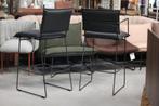 2 luxe barstoelen Norman Jess Design metaal leer zwart, Ophalen, Met voetsteun, 60 tot 90 cm, Zo goed als nieuw