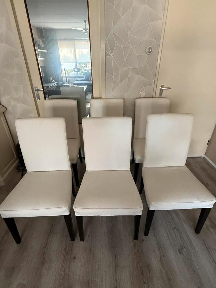 Ikea Hendriksdal eetkamer stoelen 6 stuks, Huis en Inrichting, Stoelen, Gebruikt, Vijf, Zes of meer stoelen, Stof, Wit, Ophalen